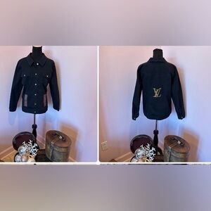 Maevey J’s Upcycled Black Jeans Jacket with Louis Vuitton Details